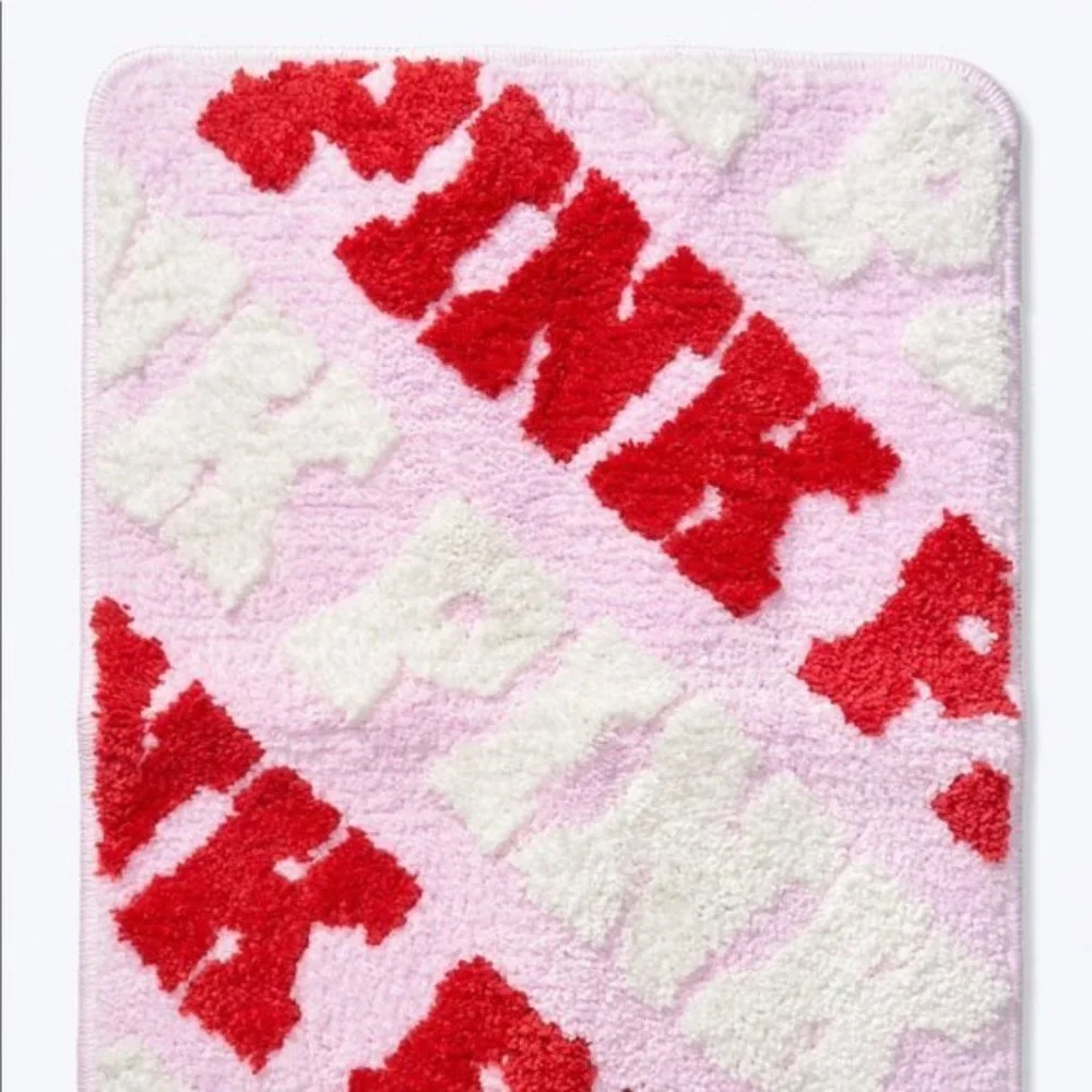 VS PINK 17” x 25” Pink/Red/White Logo Print Bath Mat
